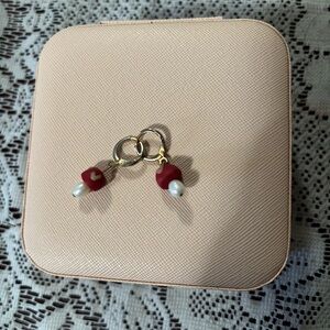 Crumi stuff Mushroom hearts clay and pearl earrings